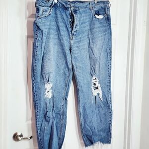 Old Navy  Size 24 High Rise Slouchy Straight Crop Secret Slim Pockets Distressed